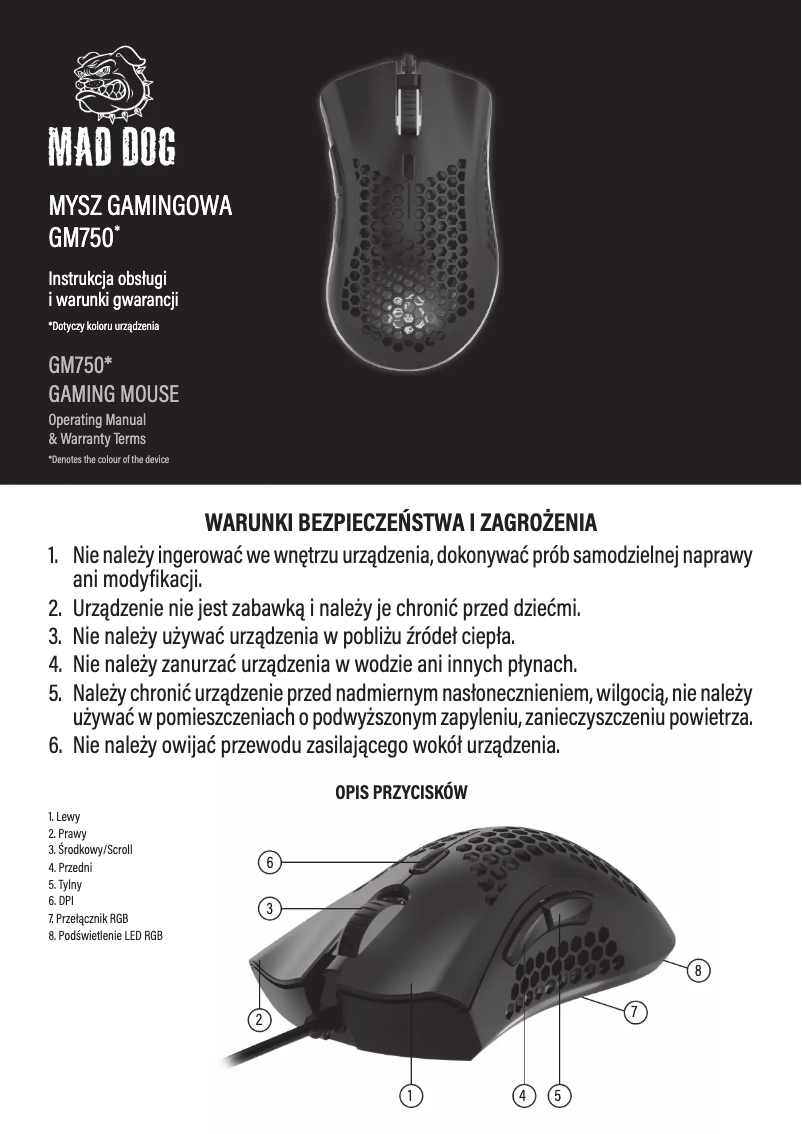 Image de la première page du manuel de l'appareil GM750W