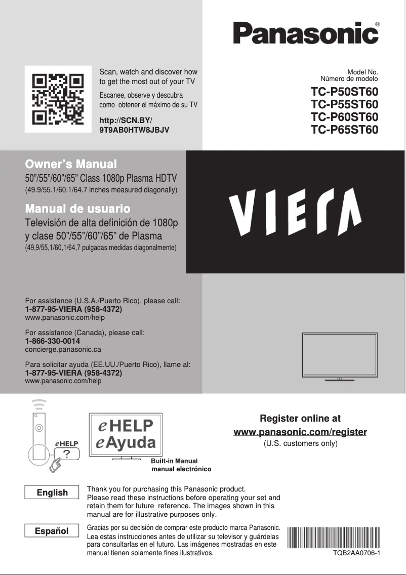 Imagen de la primera página del manual del dispositivo Viera TX-P65ST60