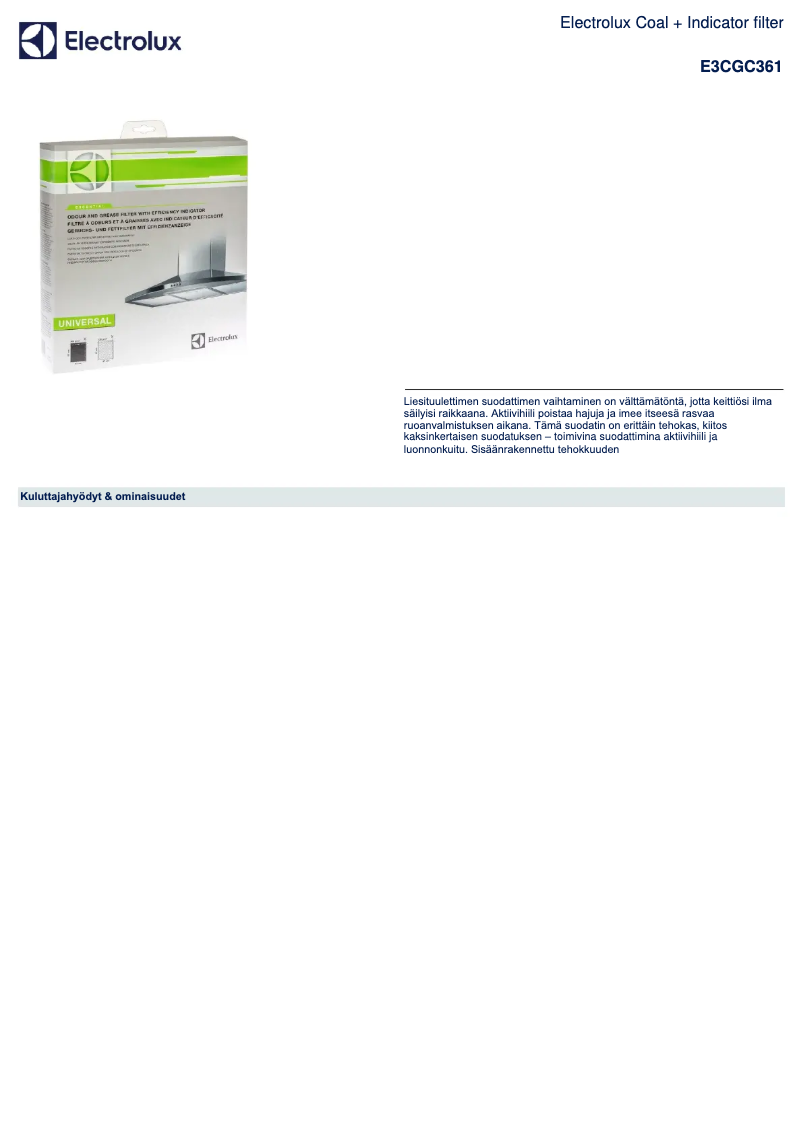 Page 1 de la notice Brochure Electrolux E3CGC361