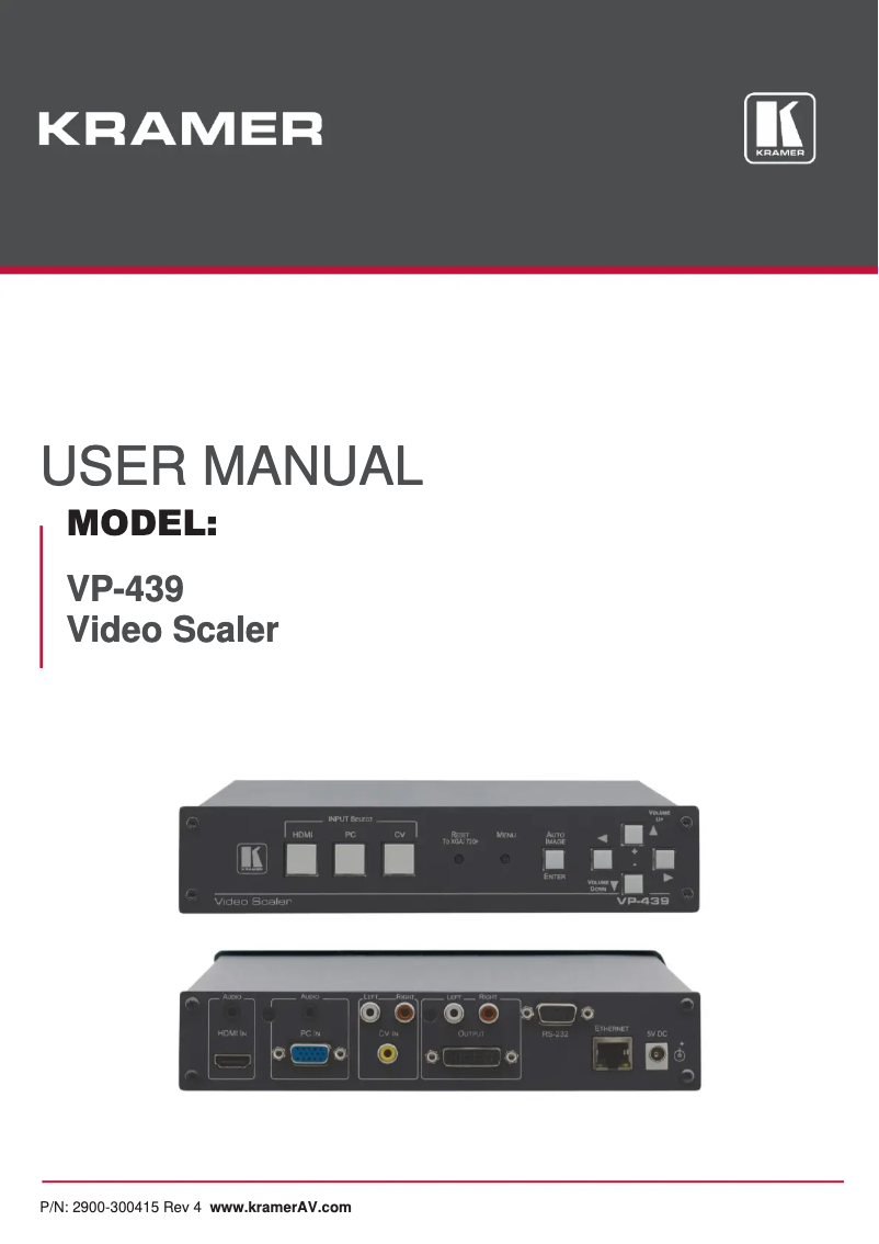 Page 1 de la notice Manuel utilisateur Kramer VP-439