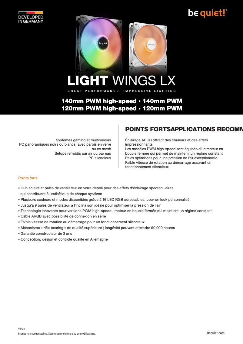 Imagen de la primera página del manual del dispositivo Light Wings LX