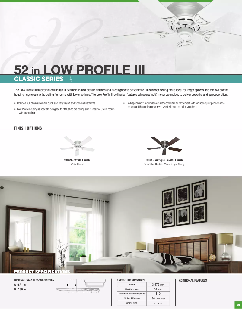 Page n°1 - Fiche technique Hunter Low Profile III 53333