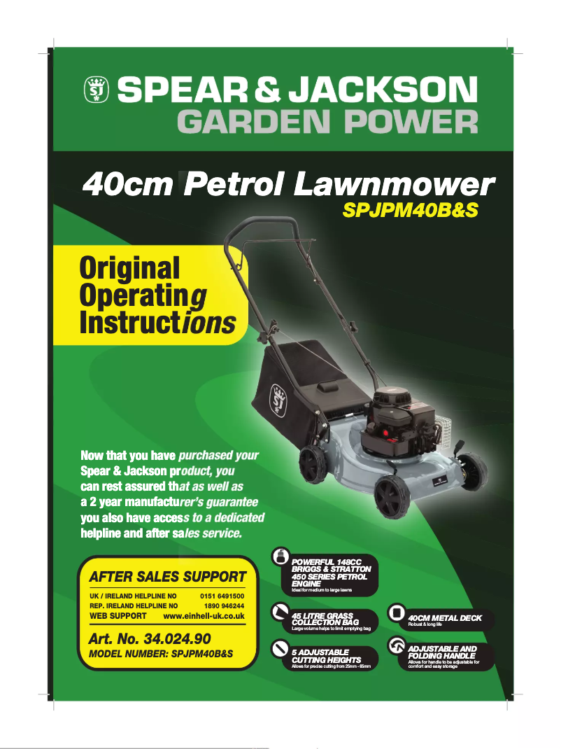 Image de la première page du manuel de l'appareil SPJPM 40 B&S