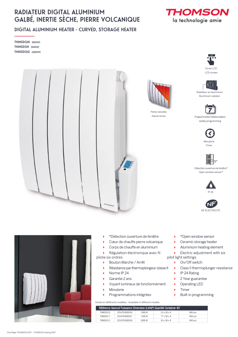Page 1 de la notice Fiche technique Thomson THINSDG10