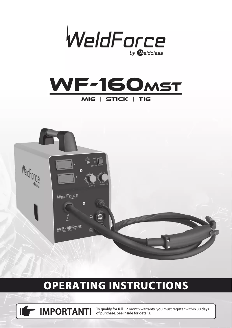 Page n°1 - Manuel utilisateur Weldclass Weldforce 160MST