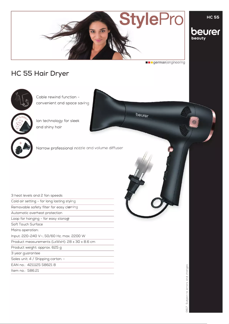 Page n°1 - Fiche technique Beurer HC 55