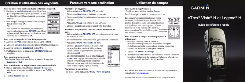 Page n°1 - Manuel utilisateur Garmin eTrex Vista H