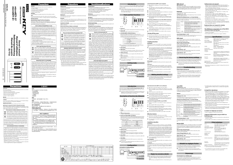 Image de la première page du manuel de l'appareil microKEY AIR 49