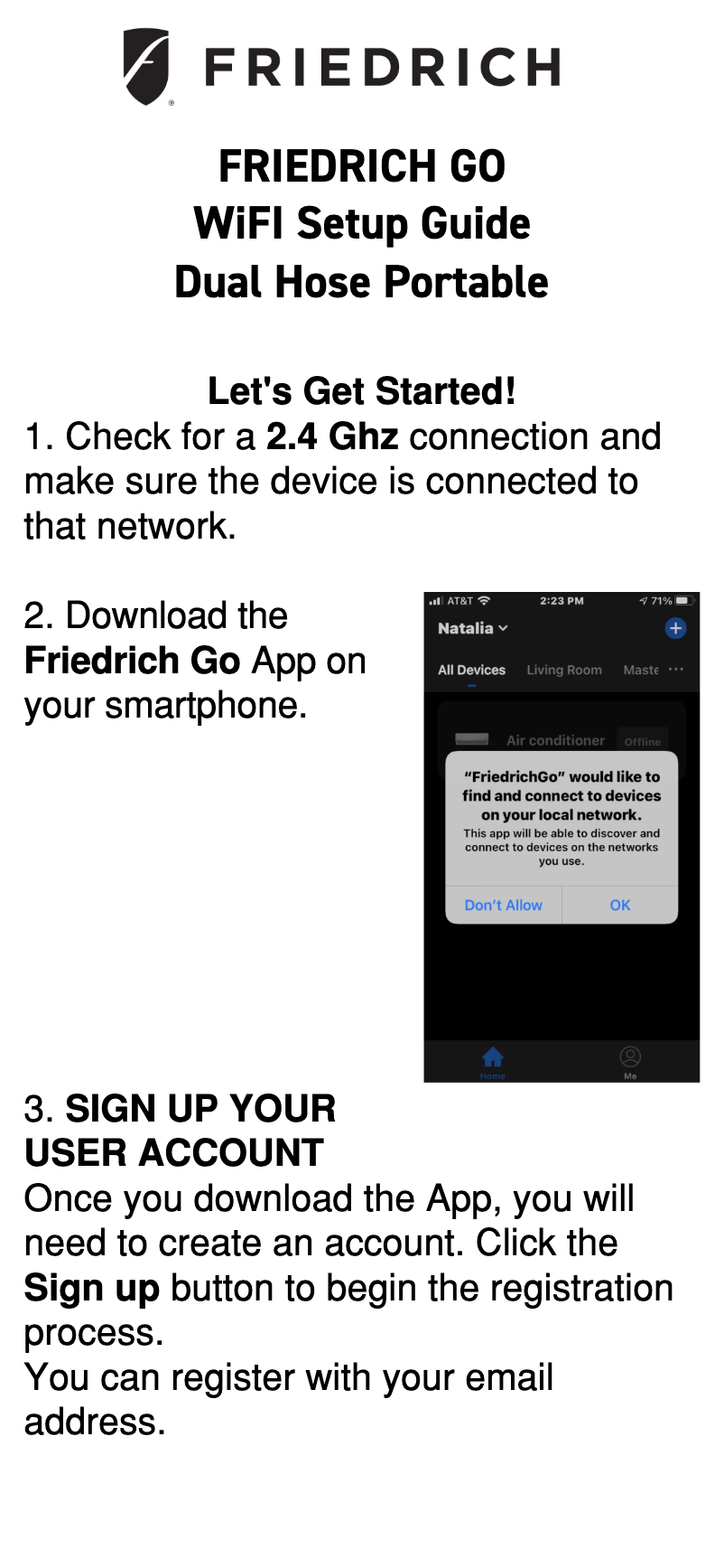 Page 1 de la notice Manuel utilisateur Friedrich ZCP12DB
