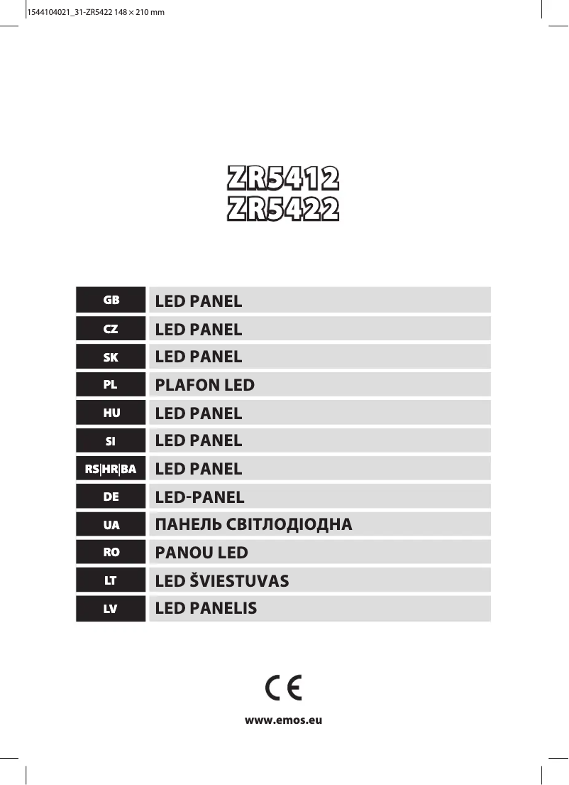 Image de la première page du manuel de l'appareil ZR5422