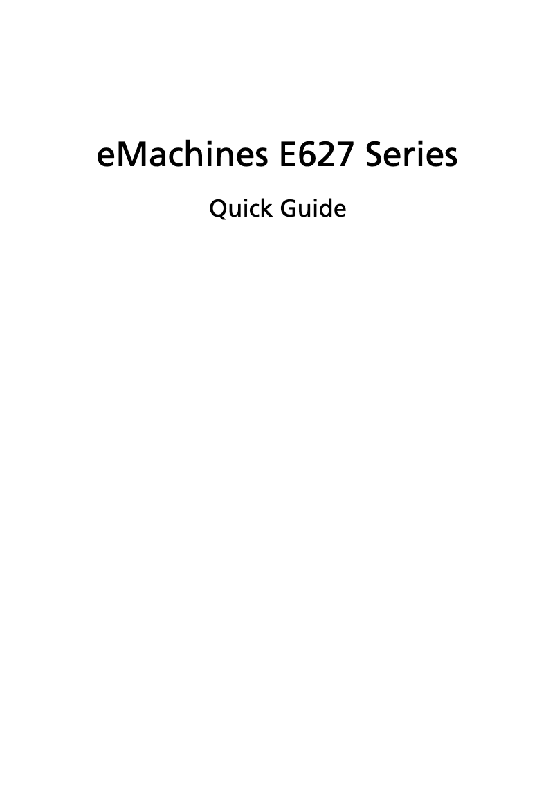 Page n°1 - Manuel utilisateur Acer eMachines E627