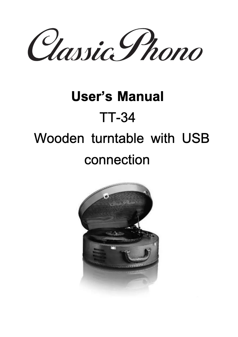 Page 1 de la notice Manuel utilisateur Lenco TT-34