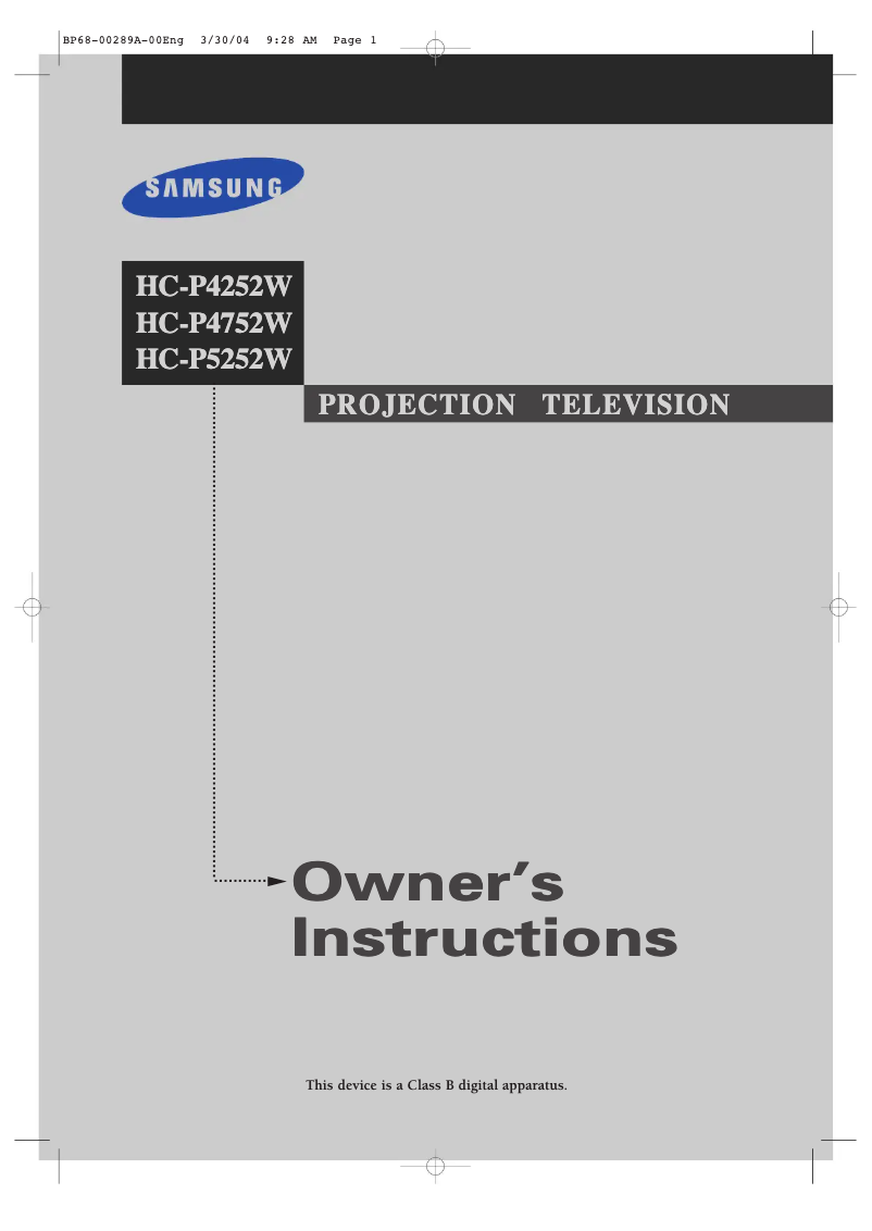 Page n°1 - Manuel utilisateur Samsung HC-P5252W