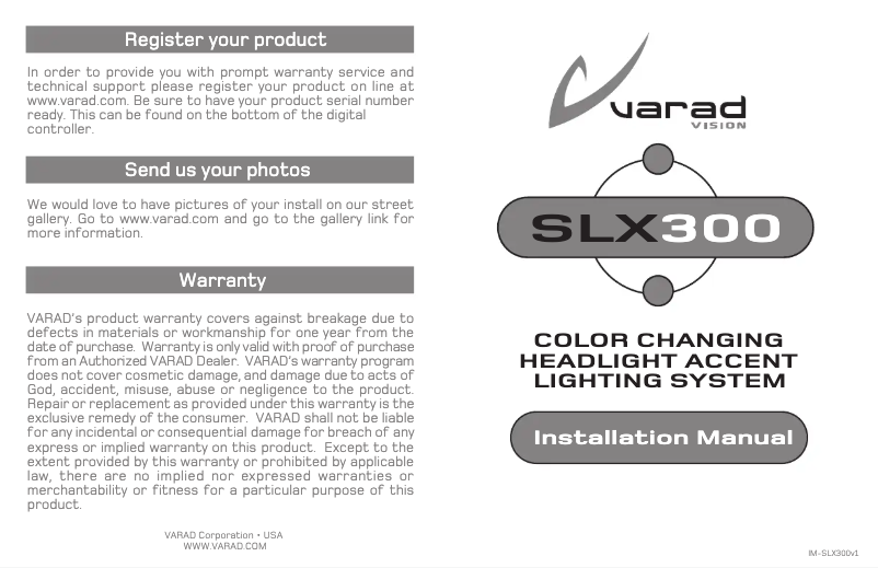 Page n°1 - Manuel utilisateur Varad SLX300