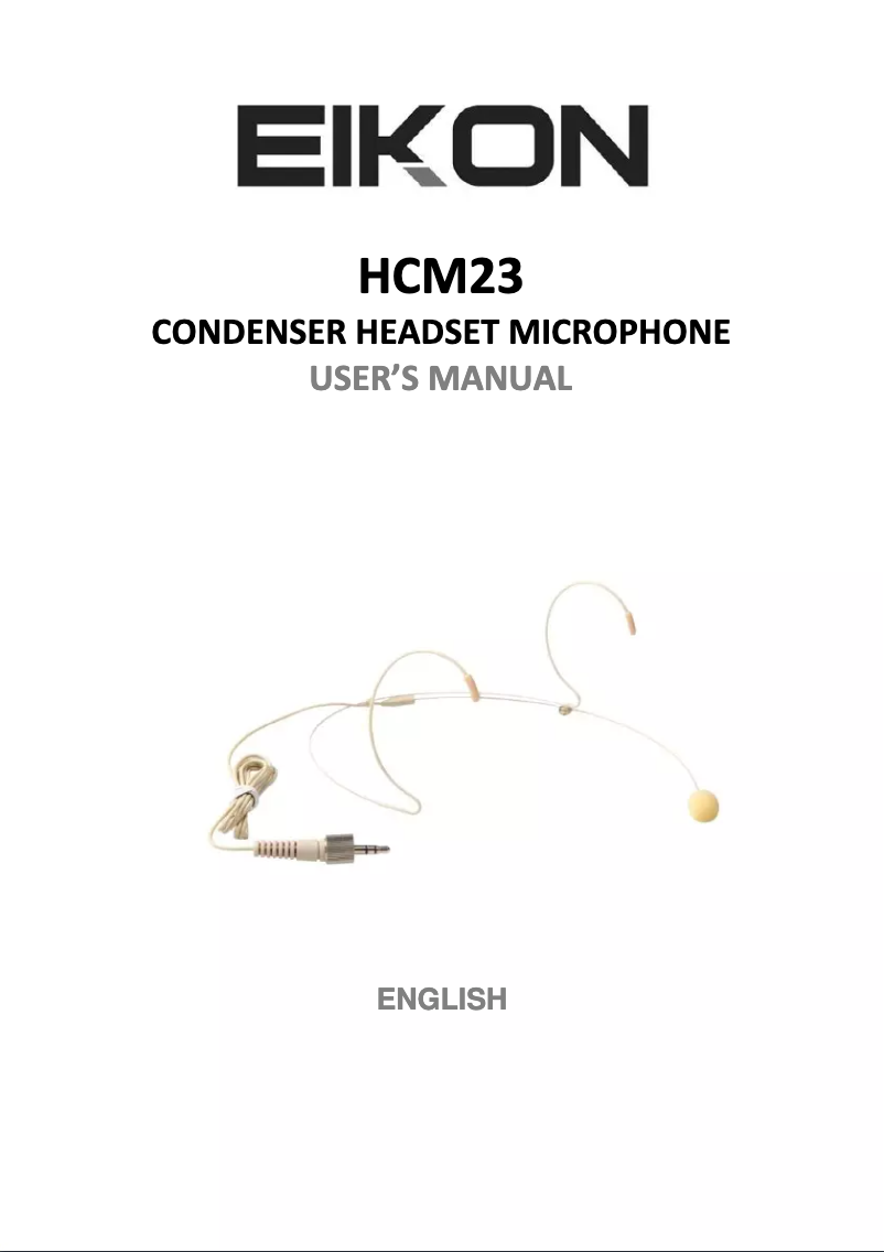 Page n°1 - Manuel utilisateur Eikon HCM23