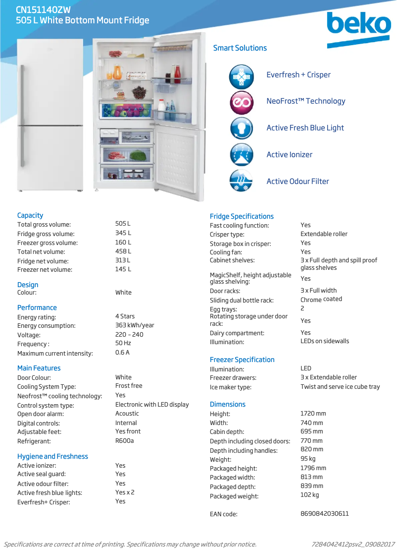 Image de la première page du manuel de l'appareil CN151140ZW