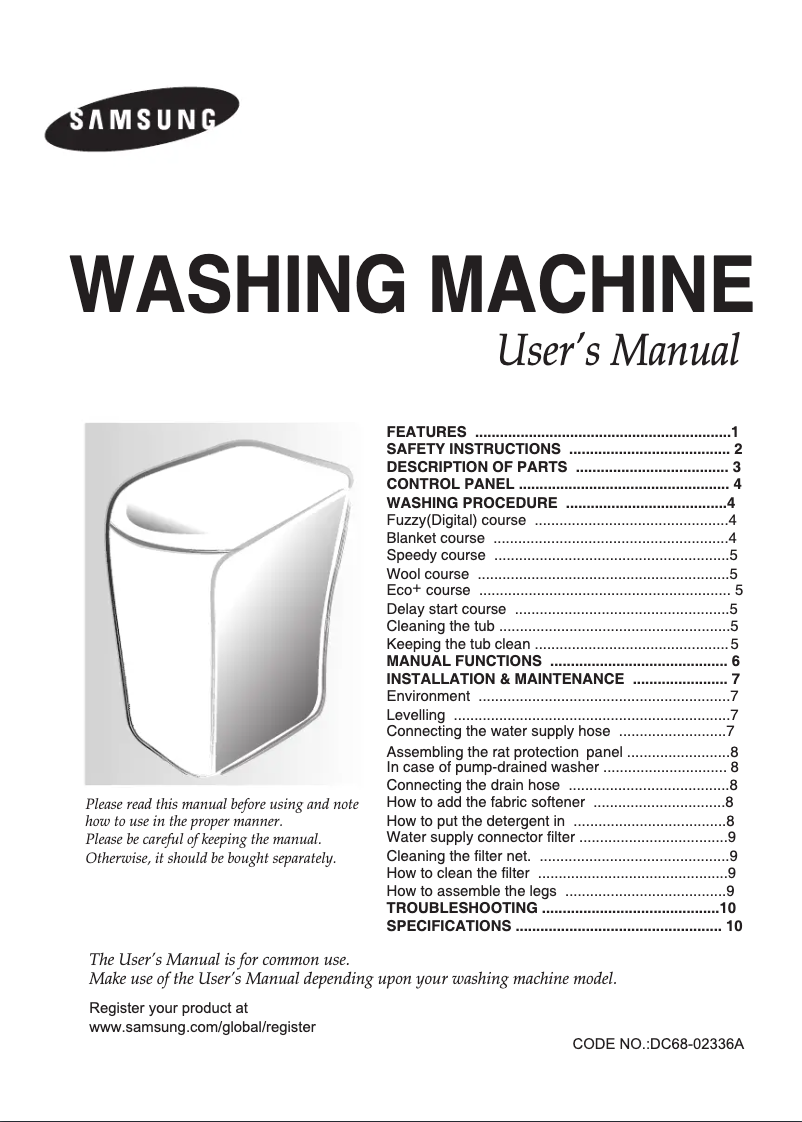 Image de la première page du manuel de l'appareil WA90J7