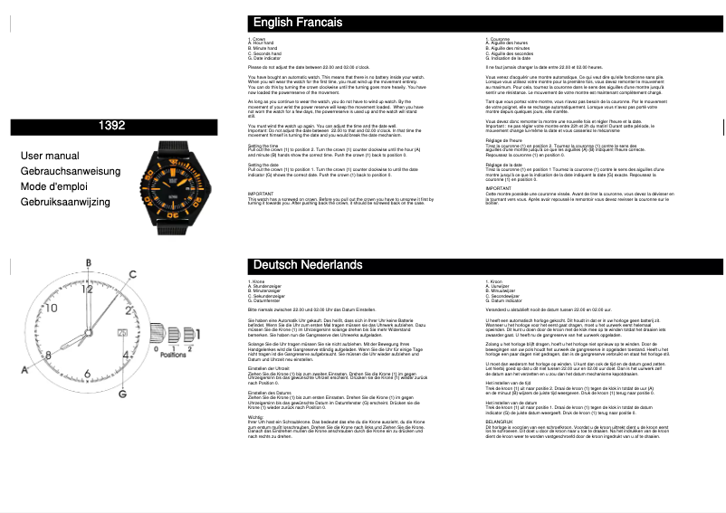 Page n°1 - Manuel utilisateur Davis 1392