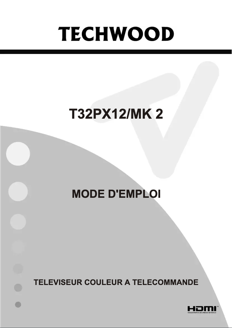 Page 1 de la notice Manuel utilisateur Techwood T32PX12/MK2