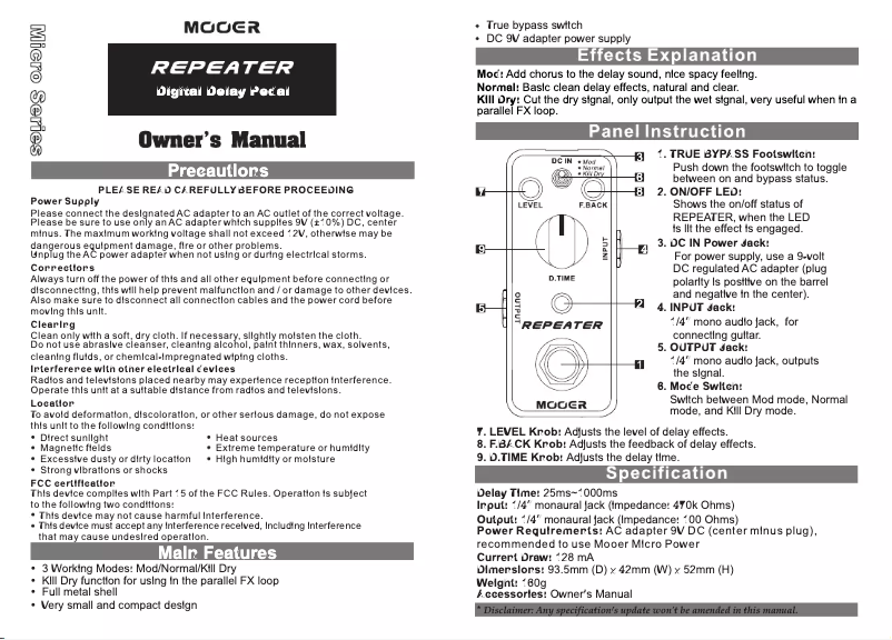 Image de la première page du manuel de l'appareil Repeater
