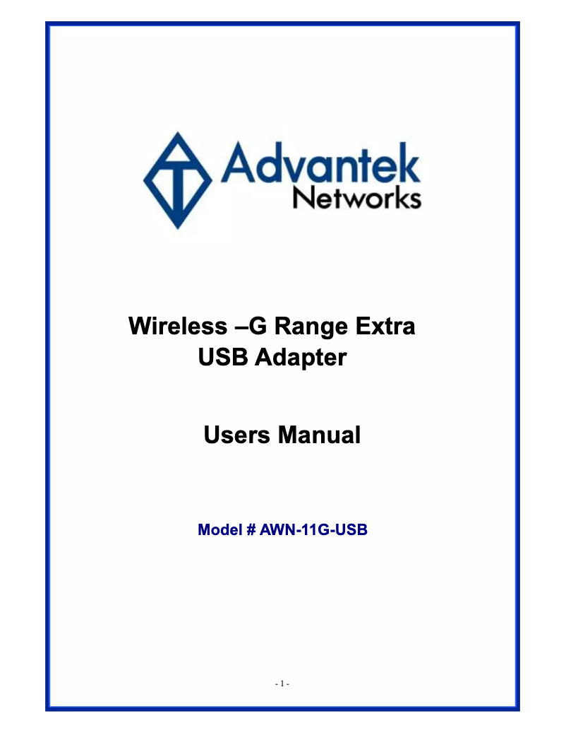 Page 1 de la notice Manuel utilisateur Advantek Networks AWN-11G-USB