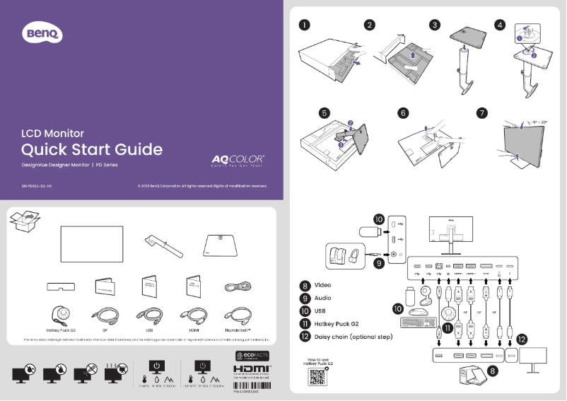 Page 1 de la notice Guide de démarrage rapide BenQ PD3225U