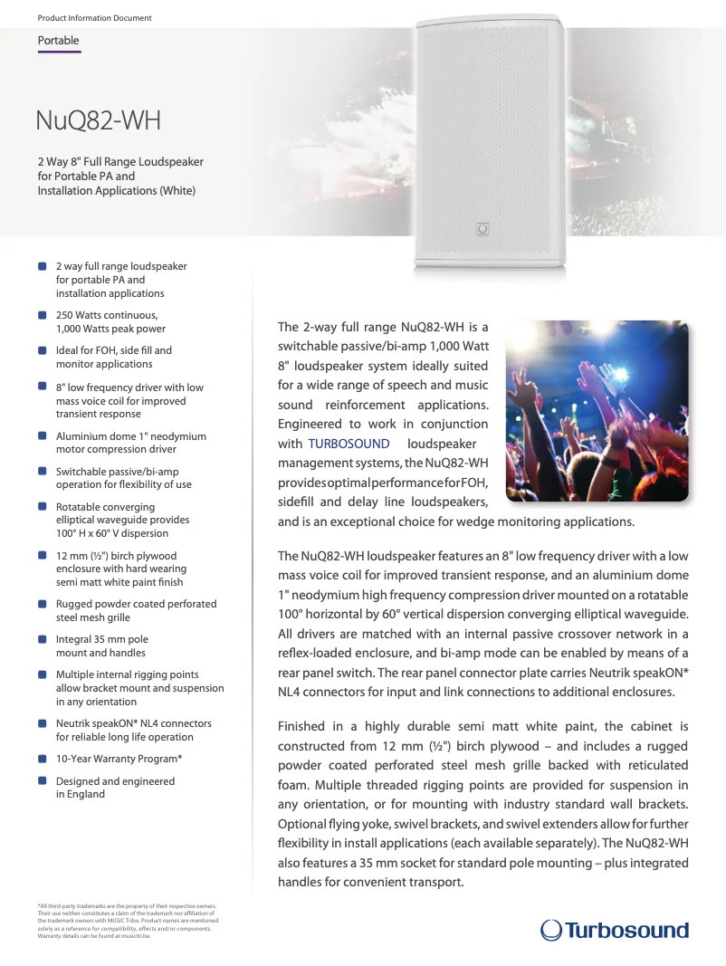 Page n°1 - Fiche technique Turbosound NuQ82