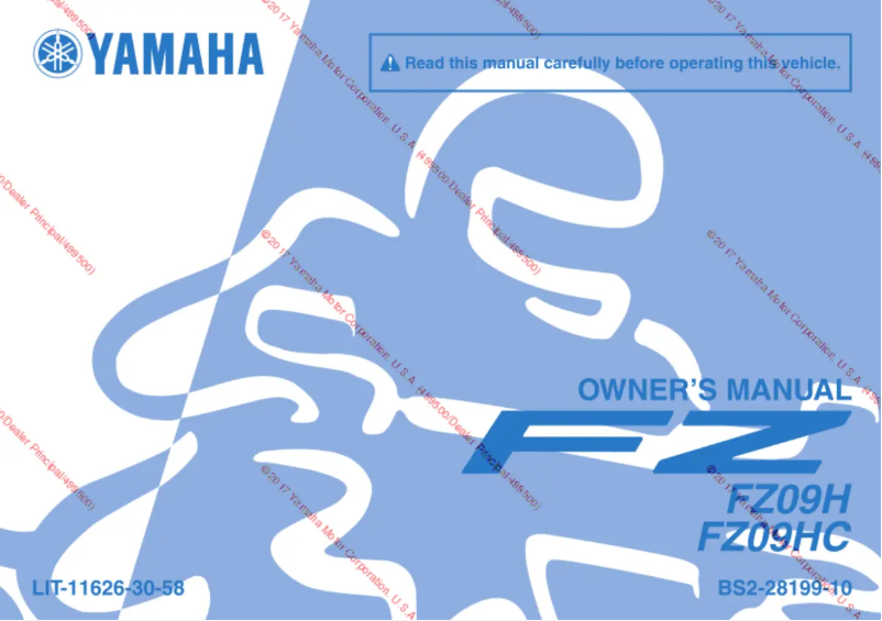 Page 1 de la notice Manuel utilisateur Yamaha FZ-09 (2017)