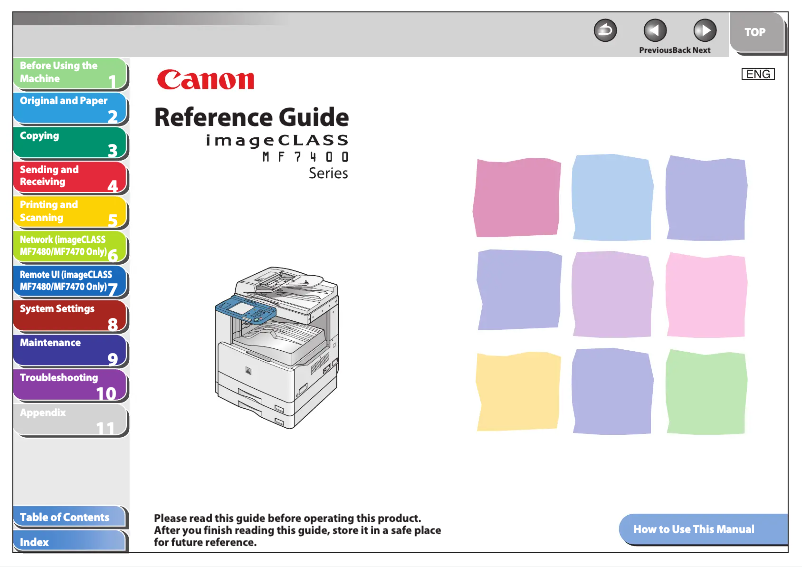 Page n°1 - Manuel utilisateur Canon imageCLASS MF7480
