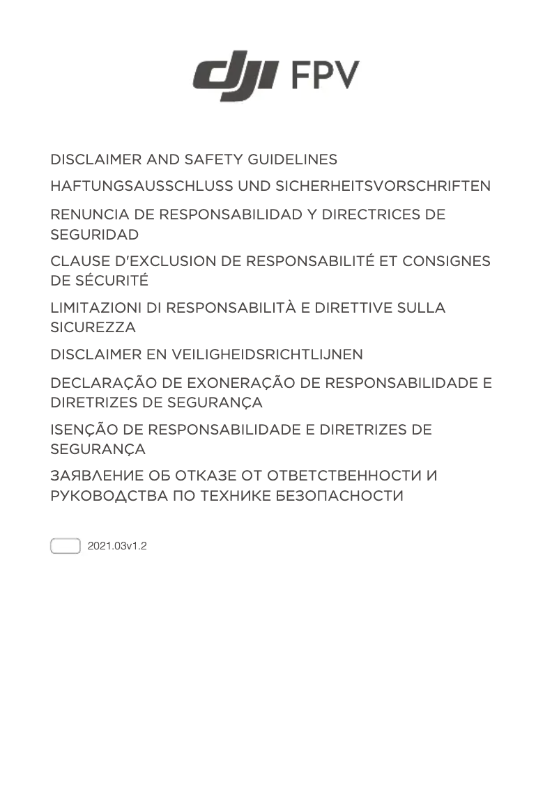 Page n°1 - Instructions de sécurité DJI FPV
