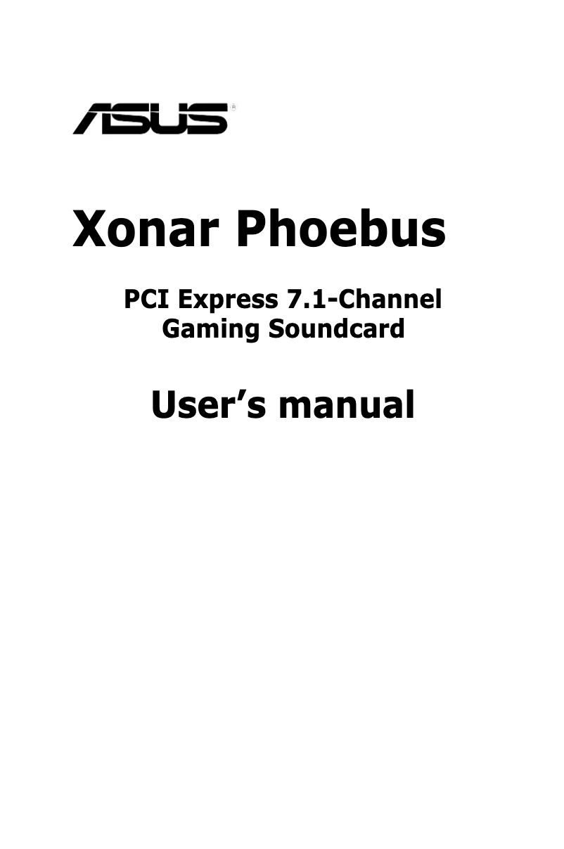 Image de la première page du manuel de l'appareil ROG Xonar Phoebus Solo
