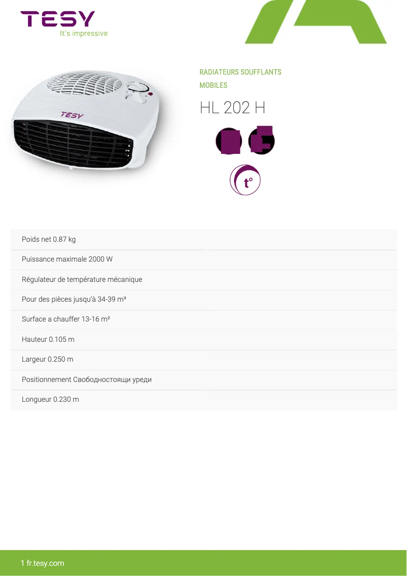 Page n°1 - Manuel utilisateur Tesy HL 202 H