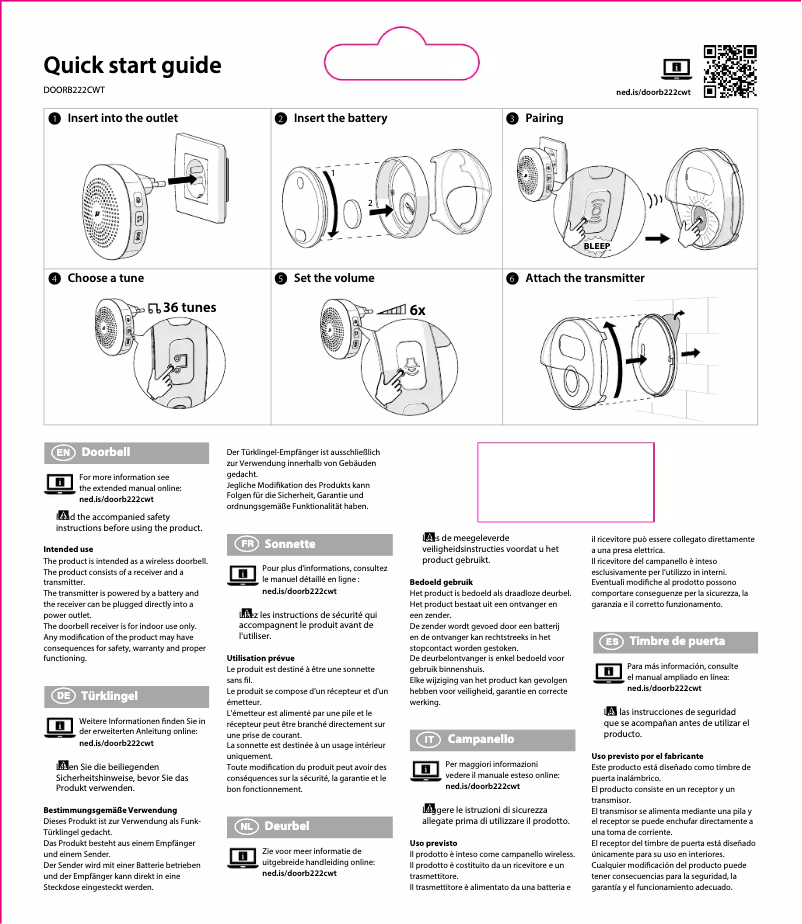 Image de la première page du manuel de l'appareil DOORB222CWT