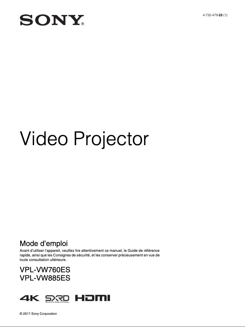 Page n°1 - Manuel utilisateur Sony VPL-VW760ES