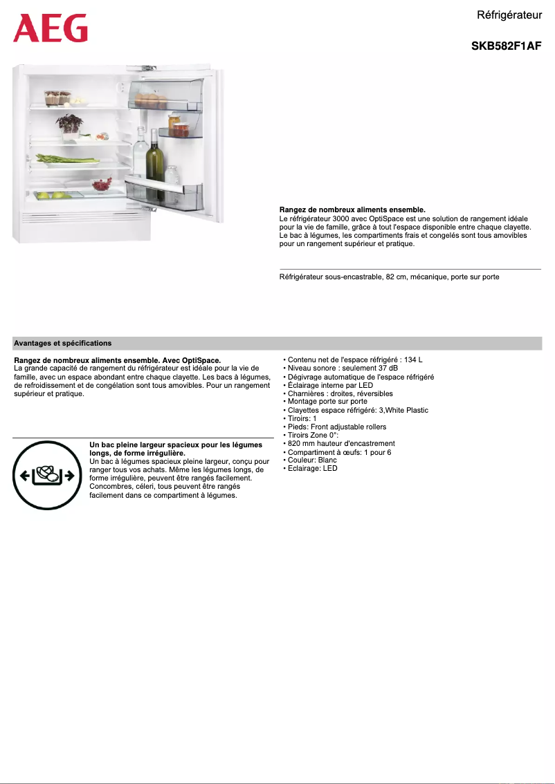 Page n°1 - Fiche technique AEG SKB582F1AF