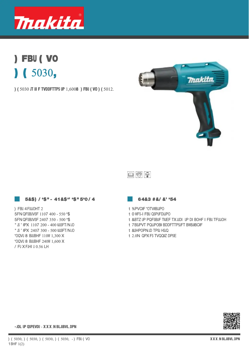 Page 1 de la notice Fiche technique Makita HG5030K