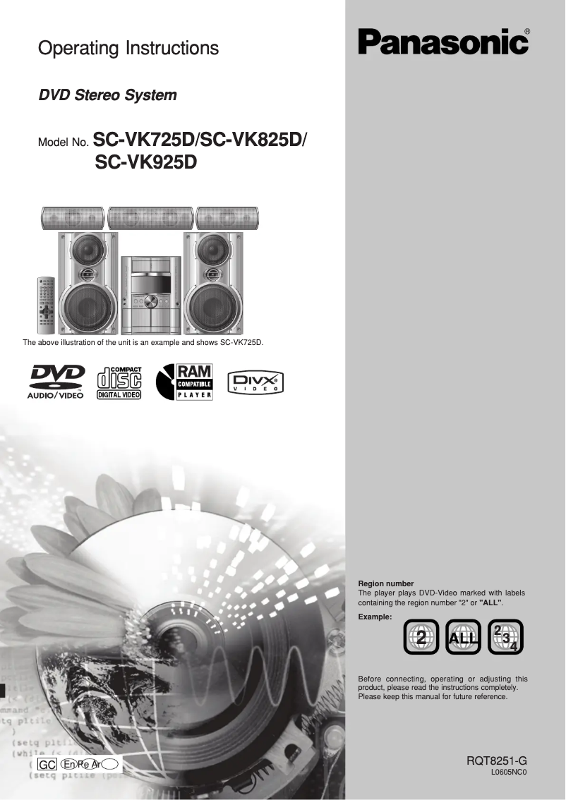 Image de la première page du manuel de l'appareil SC-VK825D