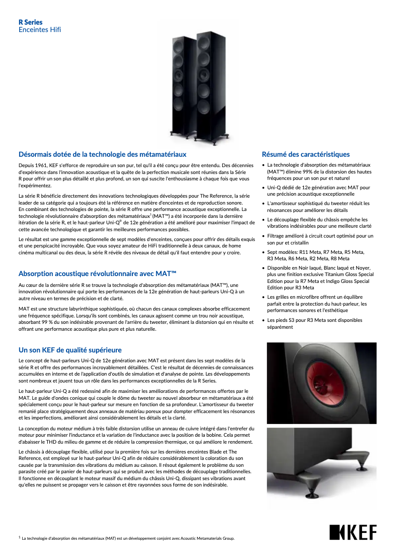 Page n°1 - Fiche technique KEF R6