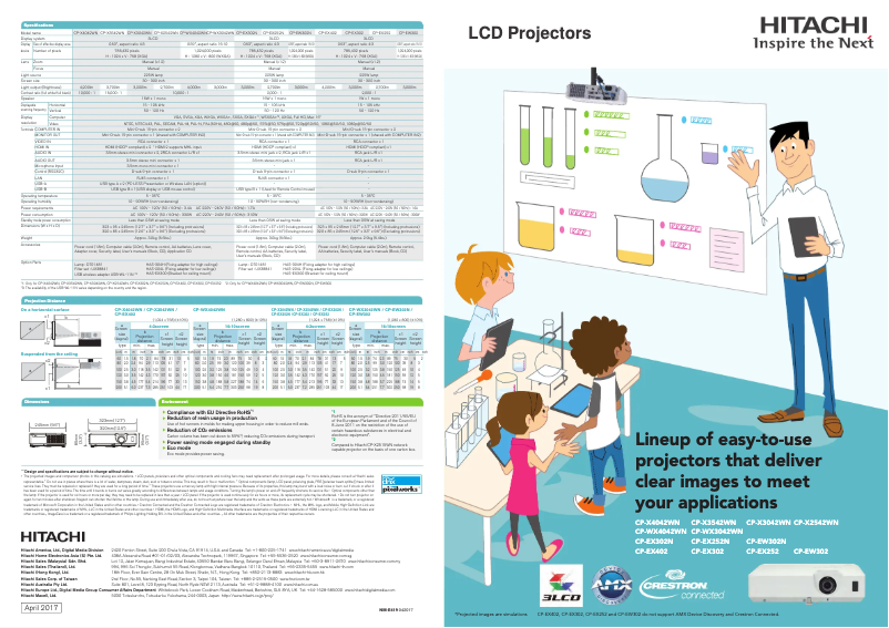 Page n°1 - Brochure Hitachi CP-WX3042WN
