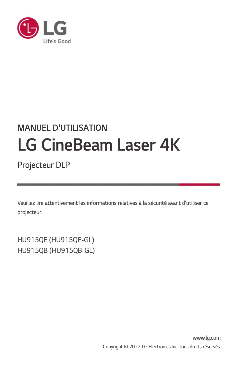 Page n°1 - Manuel utilisateur LG CineBeam HU915QE