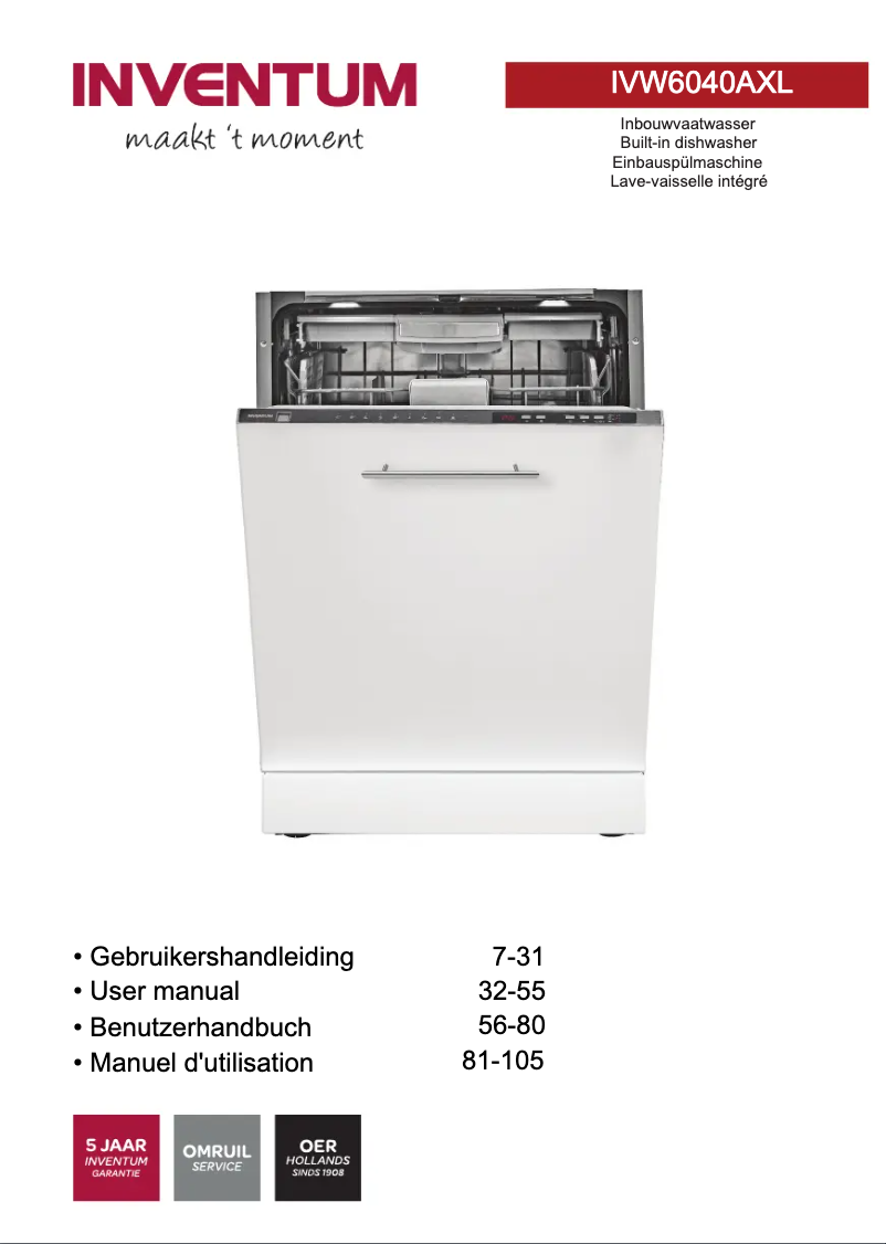 Image de la première page du manuel de l'appareil IVW6040AXL