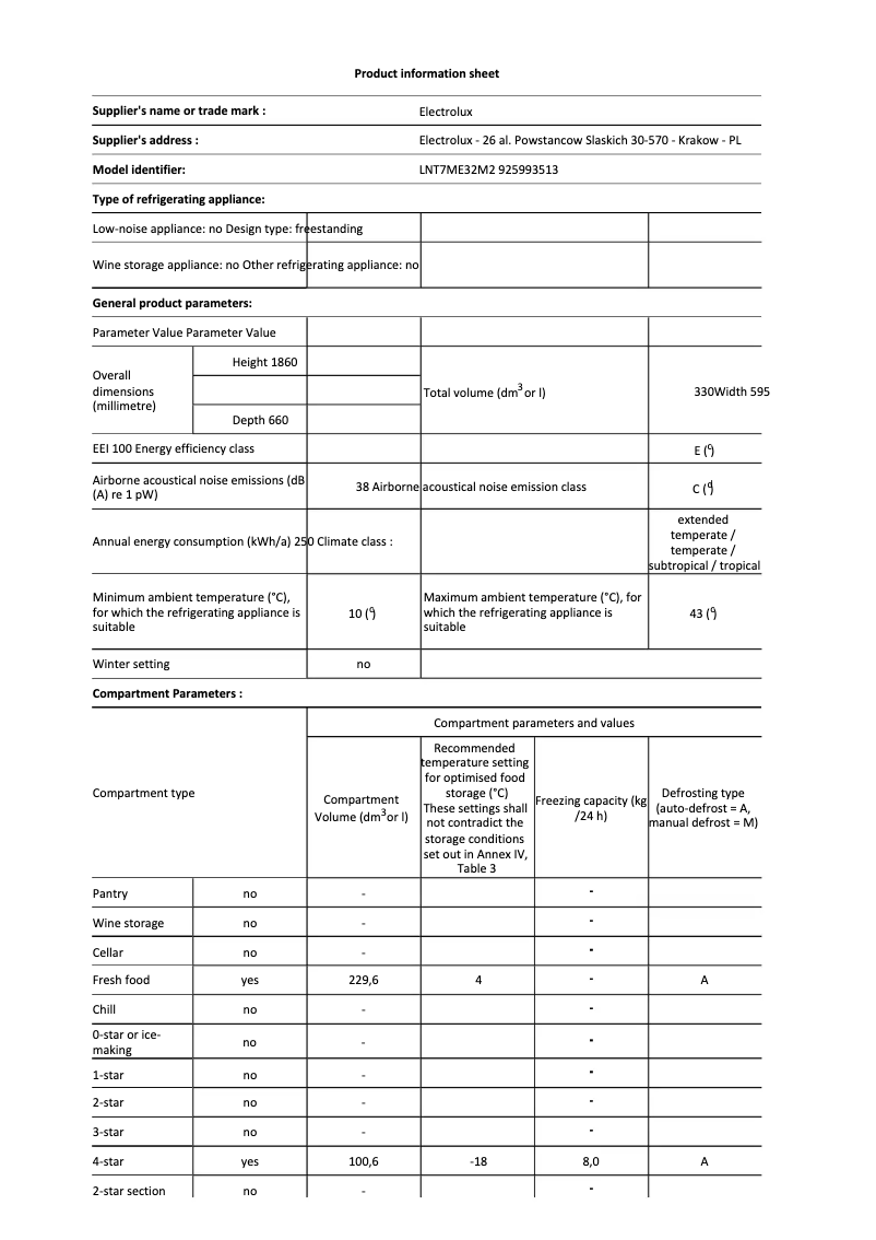 Page 1 de la notice Manuel utilisateur Electrolux LNT7ME32M2