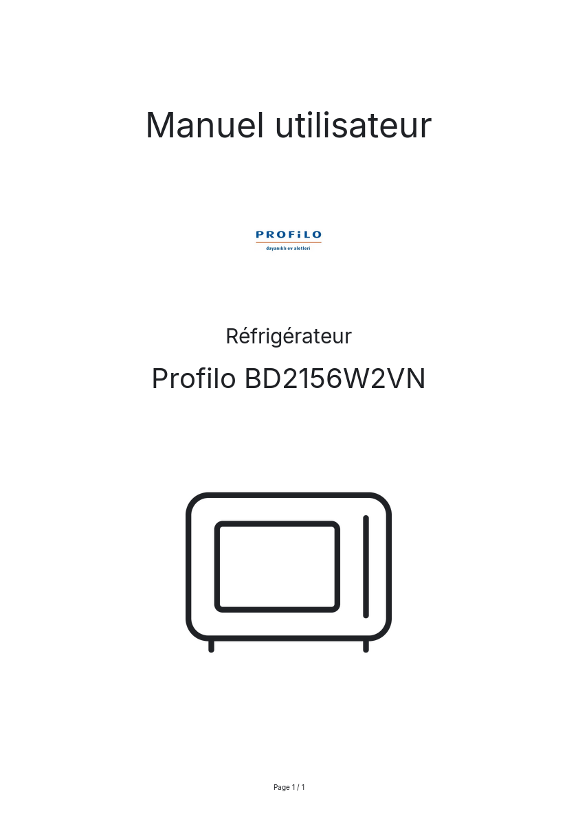 Page n°1 - Manuel utilisateur Profilo BD2156W2VN