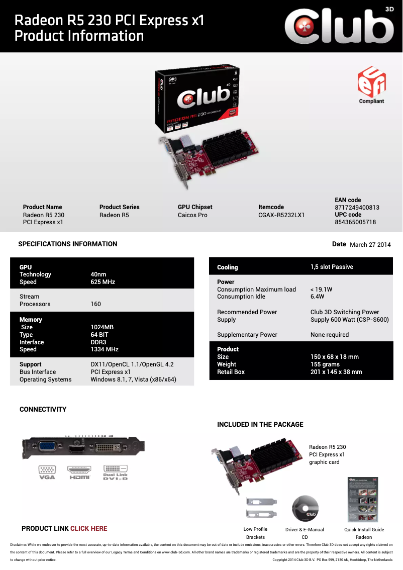 Image de la première page du manuel de l'appareil Radeon R5 230 PCI EXPRESS X1