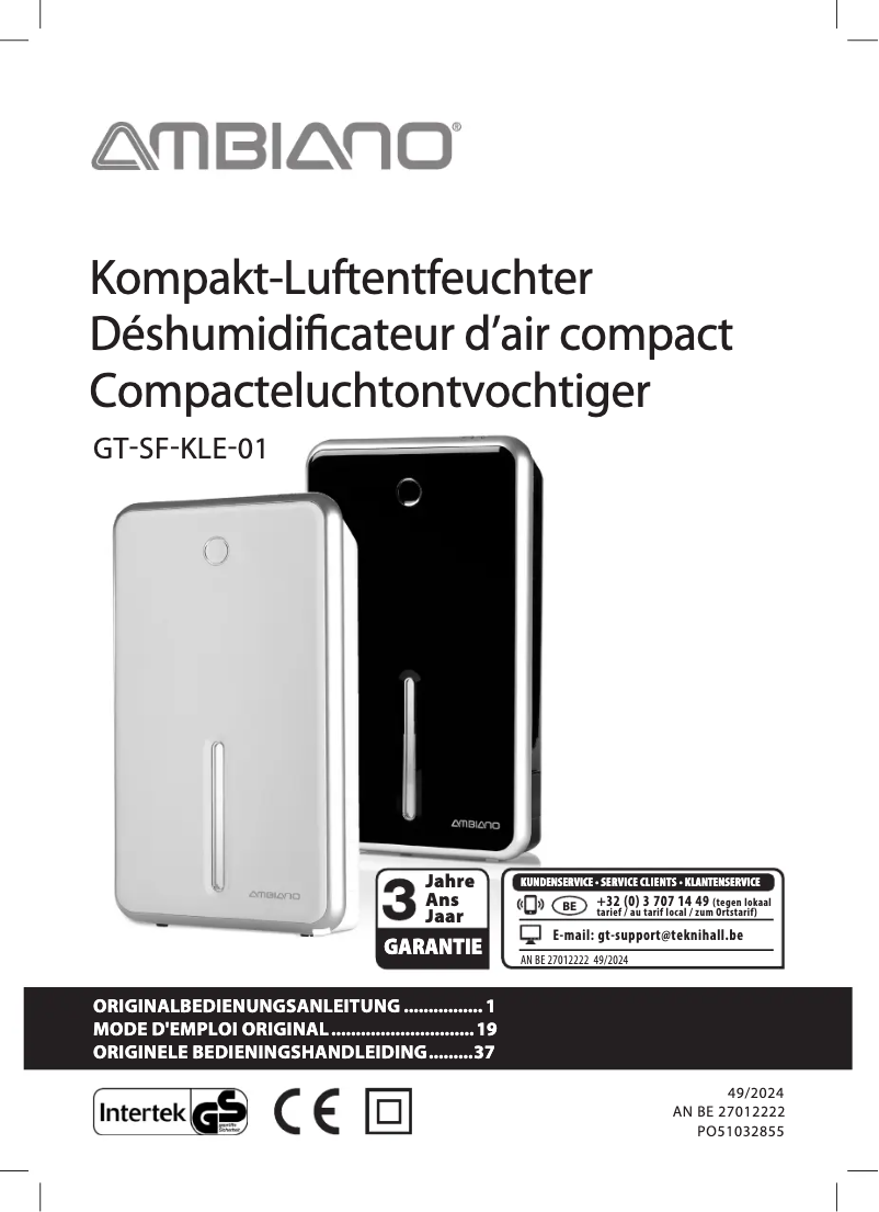 Image de la première page du manuel de l'appareil GT-SF-KLE-01