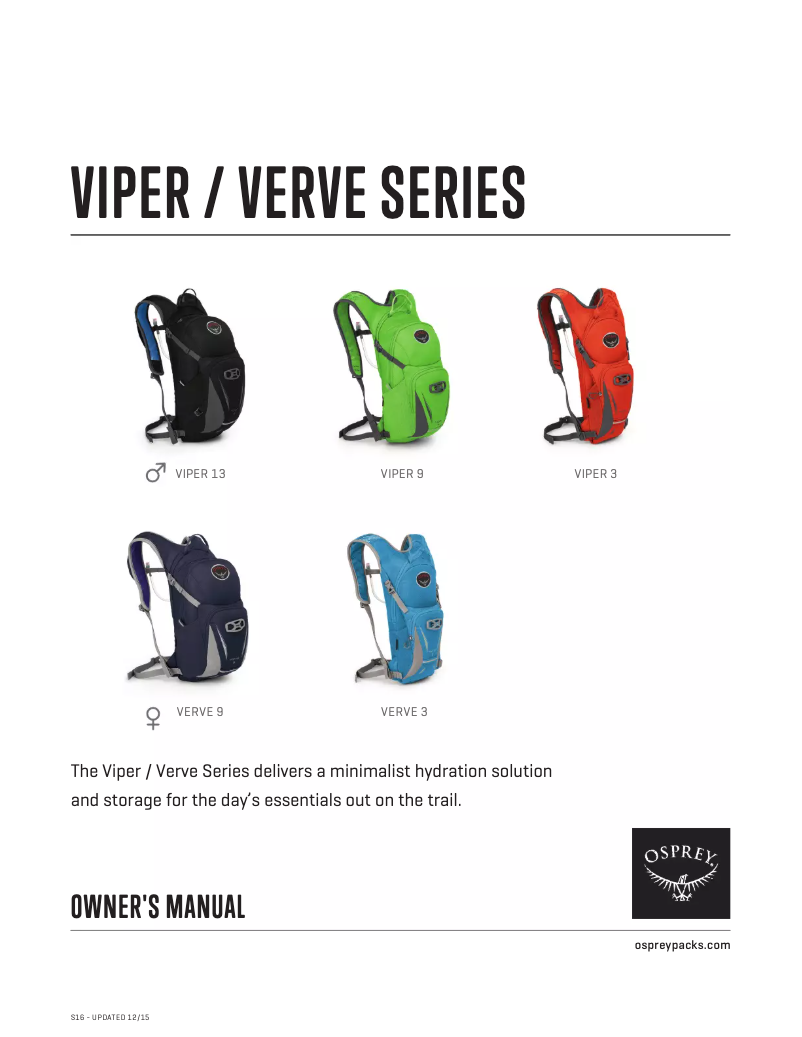 Page n°1 - Manuel utilisateur Osprey Verve 9