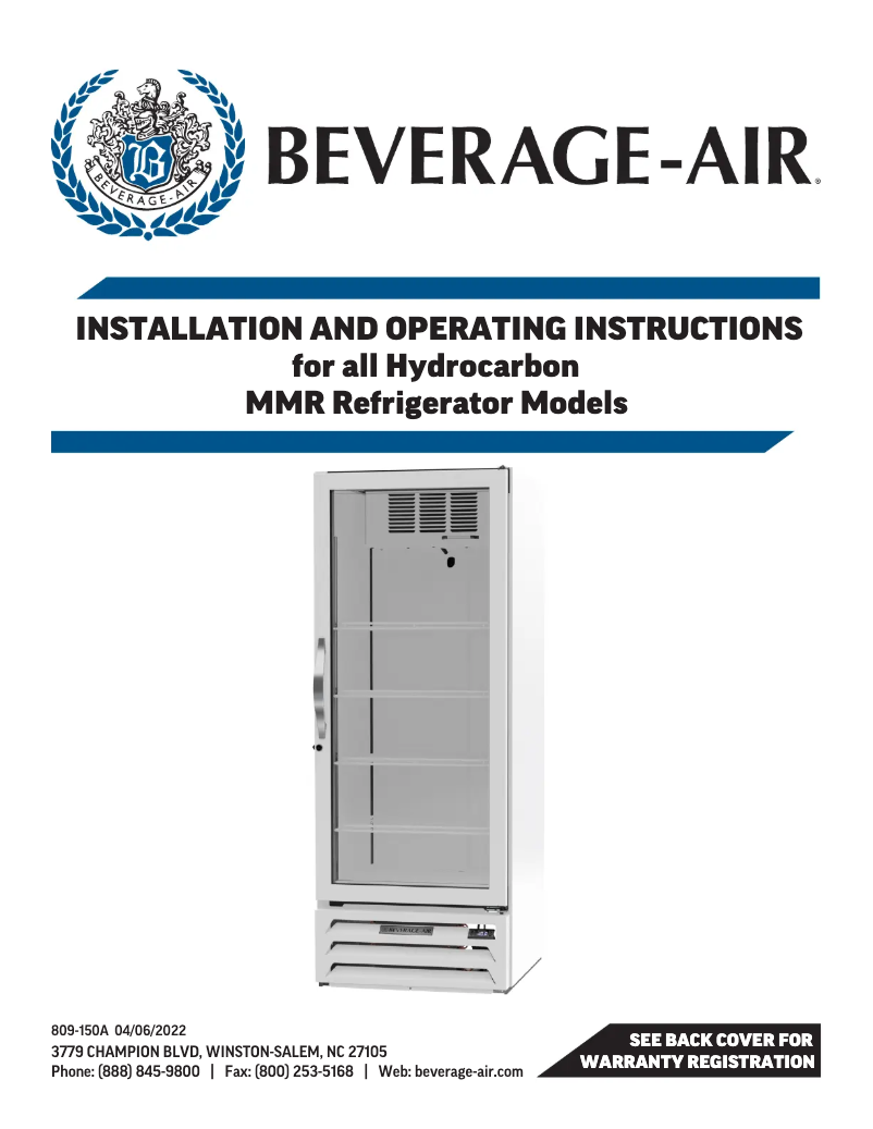 Page 1 de la notice Manuel utilisateur Beverage-Air MMR66HC-1-B