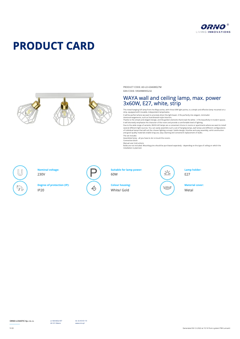 Image de la première page du manuel de l'appareil AD-LD-6346WE27M