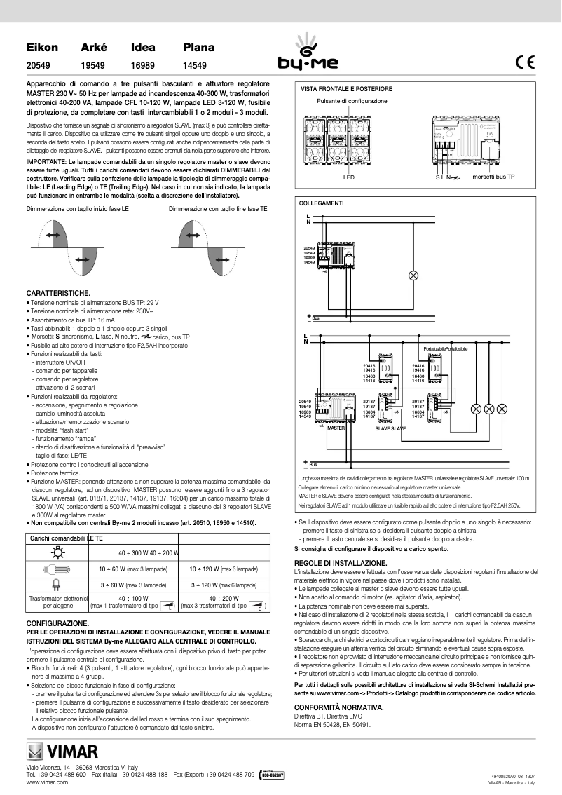 Page 1 de la notice Manuel utilisateur Vimar 20549