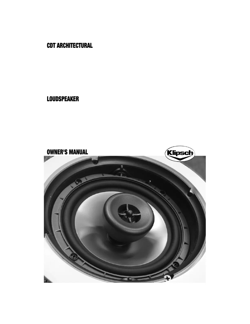 Page 1 de la notice Manuel utilisateur Klipsch CDT-3650-C